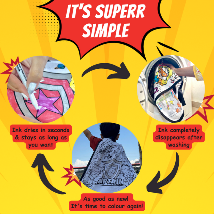 Paint Your Superhero Cape - Washable & Reusbale (6-10 Years)