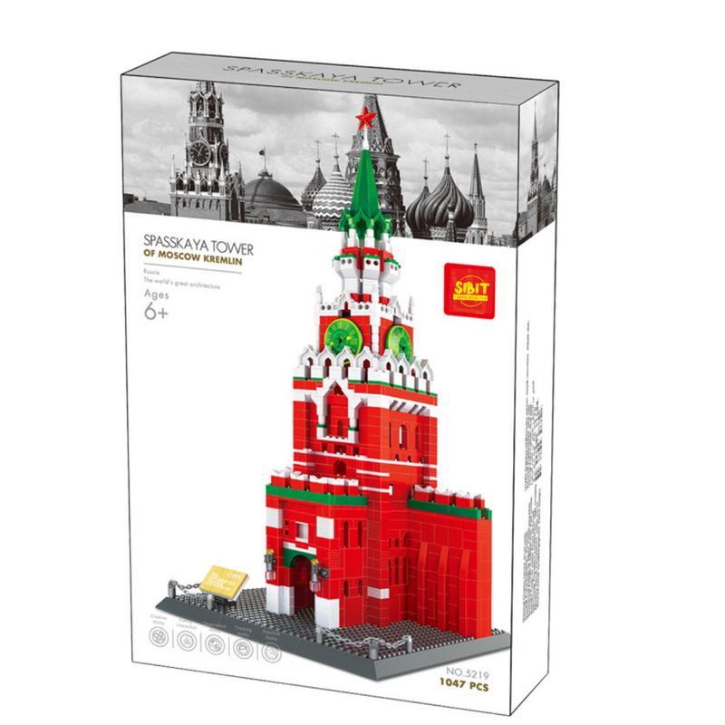 Russian Spasskaya Tower of Moscow Kremlin Russia Building Blocks Set (1047 Pcs)