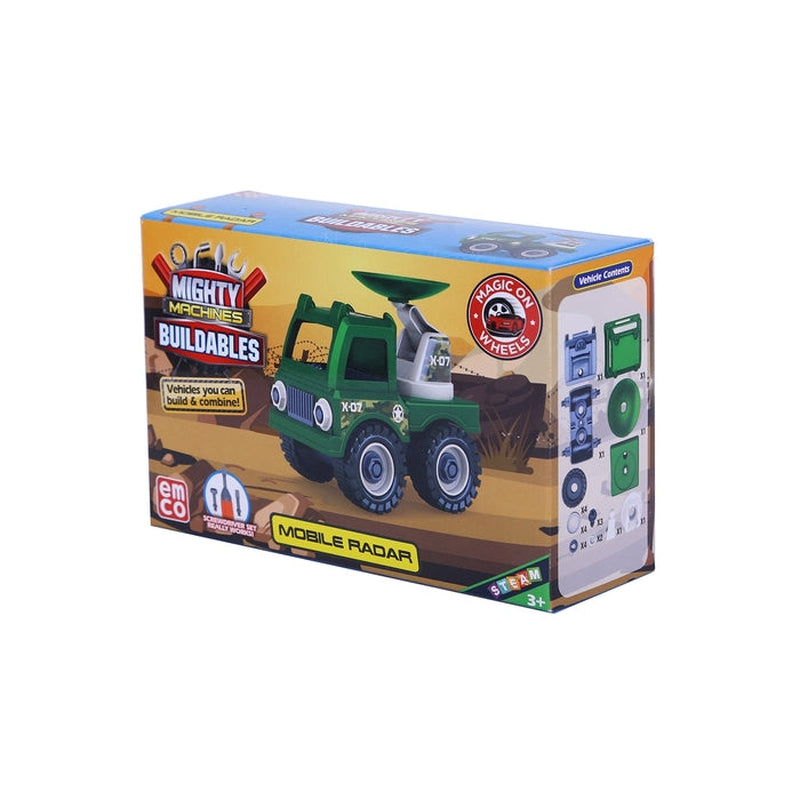 Mighty Machines Buildables-Mobile Radar| Build & Combine Vehicle| Easy To Build Pull Back & Friction Vehicle