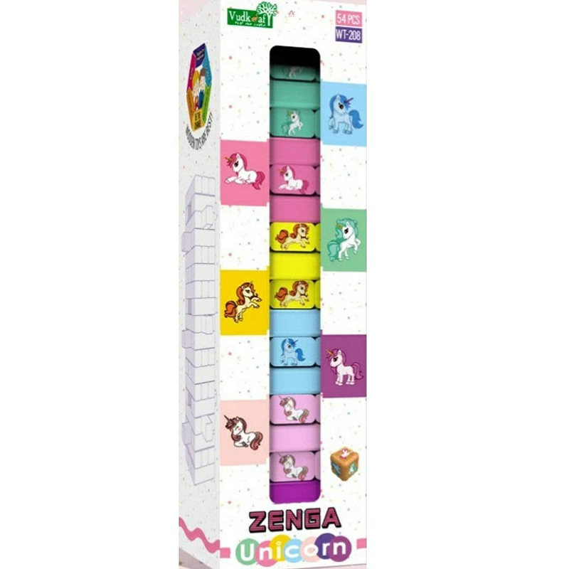 Unicorn Educational Wooden Stacking Building Tower Blocks (54 Pieces)