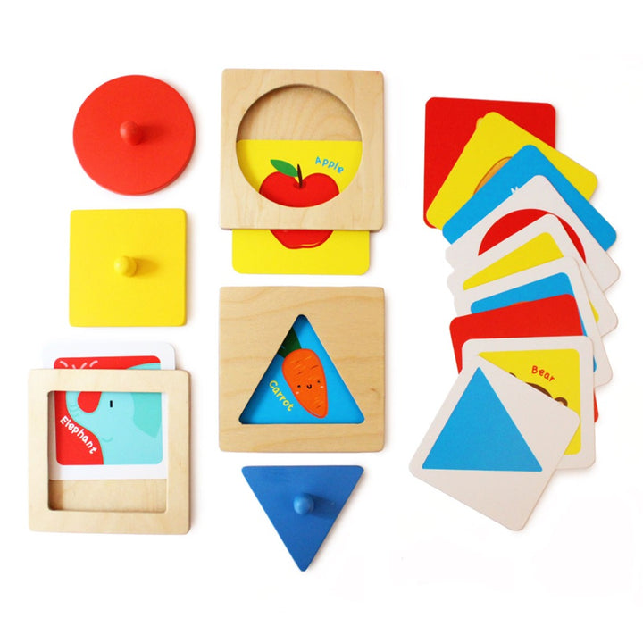 Set of 3 Montessori Wooden Shapes Peg Puzzle (9 Months - 2 Years)