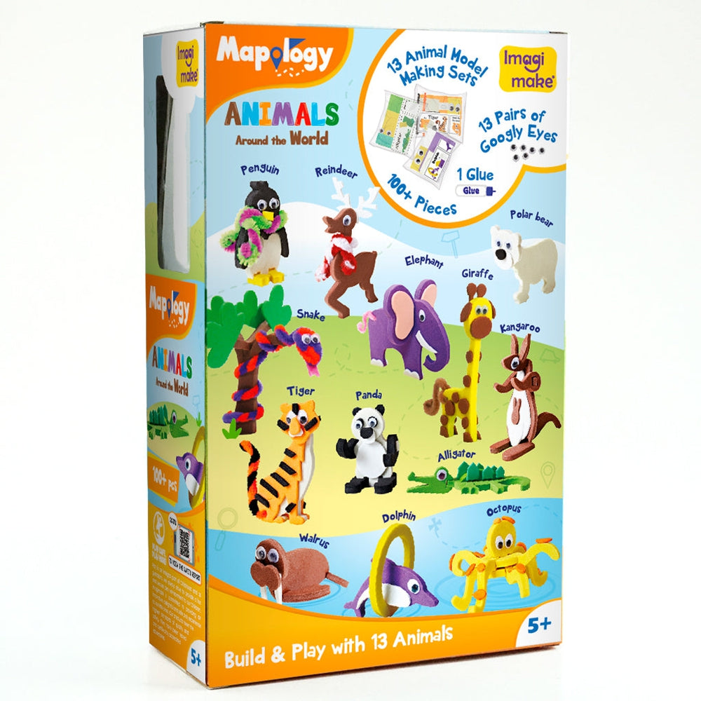 Mapology Animals 3D Models Assemble Game (13 Animal cut-out sets)