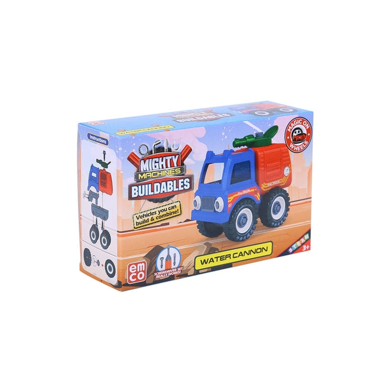 Mighty Machines Buildables-Water Cannon| Build & Combine Vehicle| Easy To Build Pull Back & Friction Vehicle