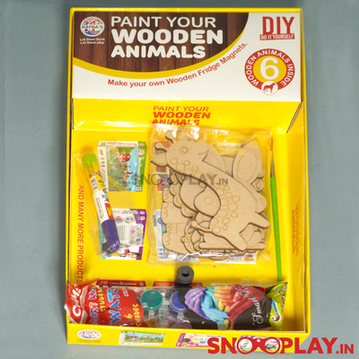 Paint Your Wooden Animals DIY Kit ( With Fridge Magnets )