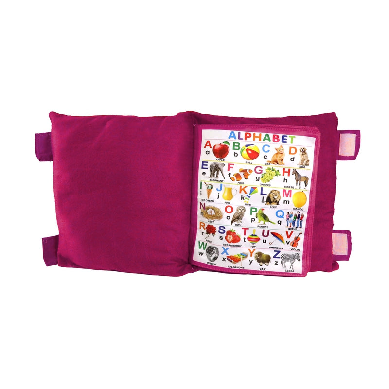 Velvet Cushion Book for Interactive Learning Experience for Kids (Pink)