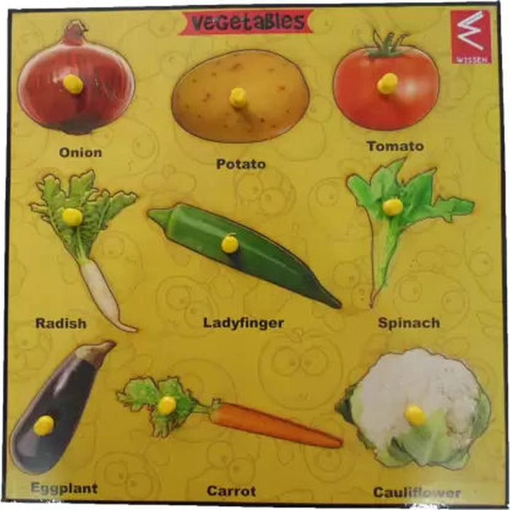 Wooden Vegetable Learning Educational Knob Tray