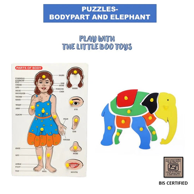 Combo of Body Parts & Elephant Puzzles (2-5 Years)