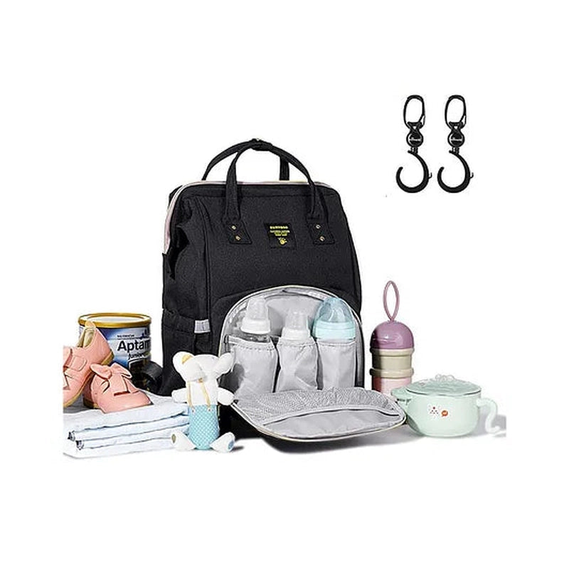 Diaper Bag - XL - Black with Stroller Hooks