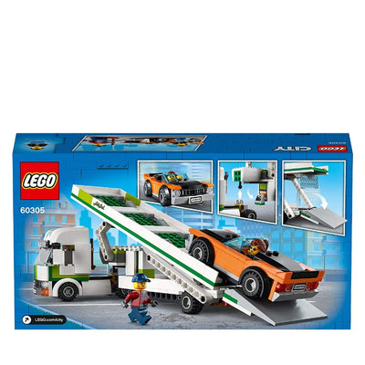 LEGO City Great Vehicles Car Transporter Toy with Muscle Racing Car and Double Deck Trailer Building Blocks (60305)