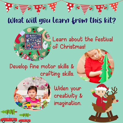 Christmas Cheer Craft Activity Box, Wonderful Mix of 6 Craft Activities to Celebrate Christmas Festival, DIY Hobby Craft Kit for Kids and Adults
