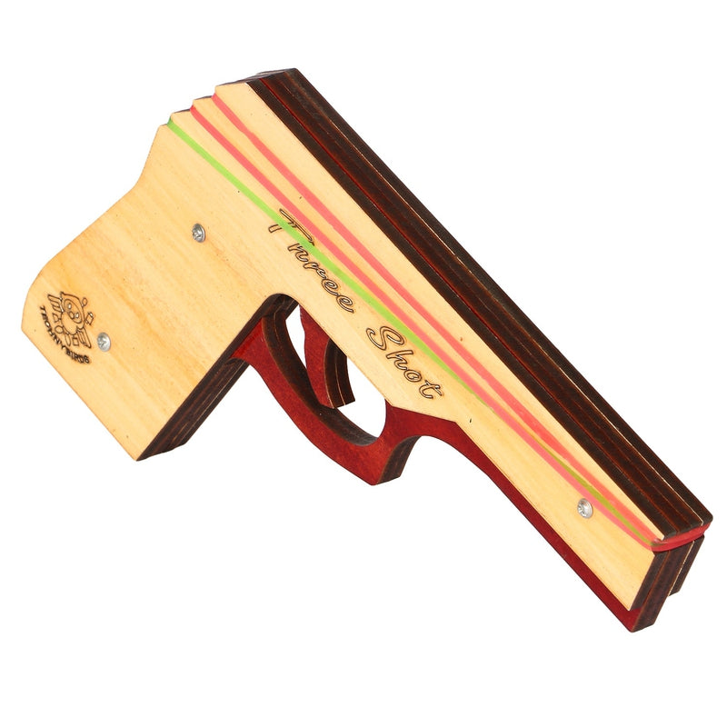 Wooden Rubberband Powered Toy Gun 3 Shot