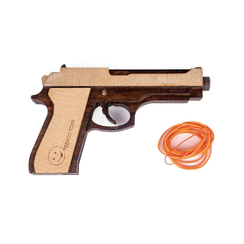 Wooden Rubberband Powered Toy Gun M-9