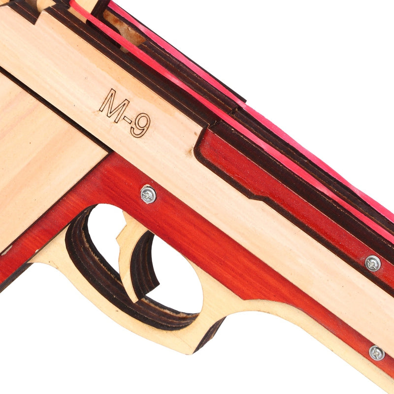 Wooden Rubberband Powered Toy Gun M-9