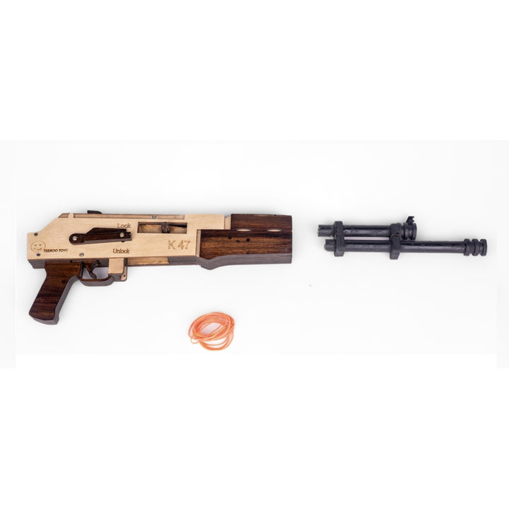 Wooden Rubberband Powered Toy Gun AK - 47