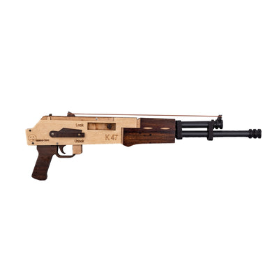 Wooden Rubberband Powered Toy Gun AK - 47