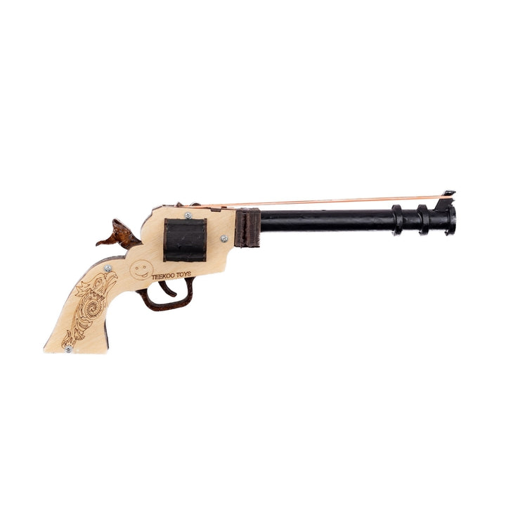 Wooden Rubberband Powered Toy Gun Revolver