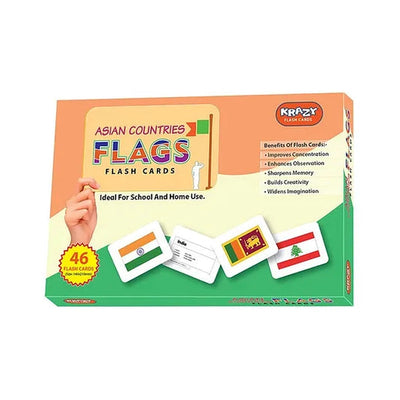 Asian Countries Flags Education Flash Card for Kids