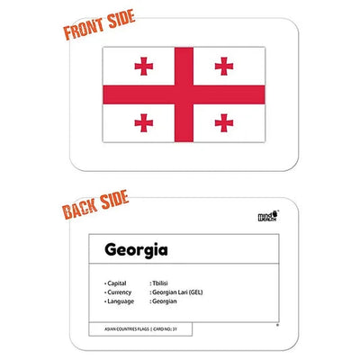 Asian Countries Flags Education Flash Card for Kids