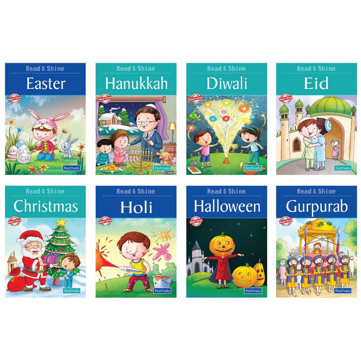 Set of 8 Reading Story Books About Festivals for Children