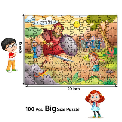 David and Goliath Book & 100 Pieces Jigsaw Puzzle For Kids