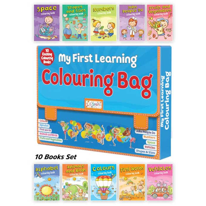 My First Learning Colouring Bag Set of 10 Exciting Colouring Books