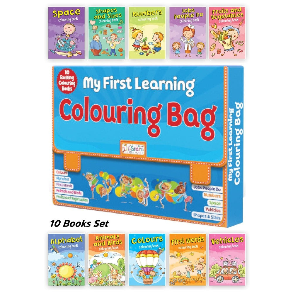 My First Learning Colouring Bag Set of 10 Exciting Colouring Books