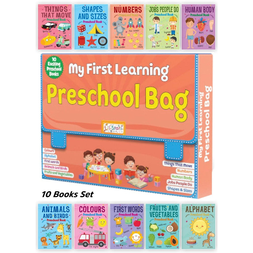 My First Learning Preschool Bag Set of 10 Exciting Preschool Books