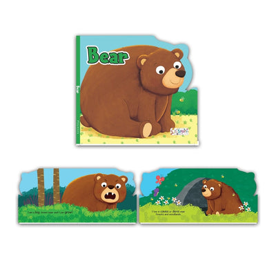 Set of 4 Big Animal Shaped Board Books (Bear, Dino, Elephant & Lion) For Kids