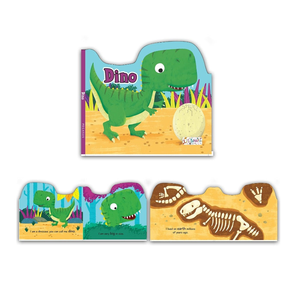 Set of 4 Big Animal Shaped Board Books (Bear, Dino, Elephant & Lion) For Kids