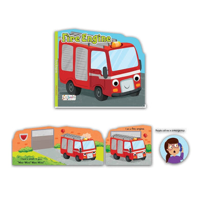 Set of 3 Emergency Transport Vehicles Shaped Board Books (Ambulance, Fire Engine & Police) For Kids