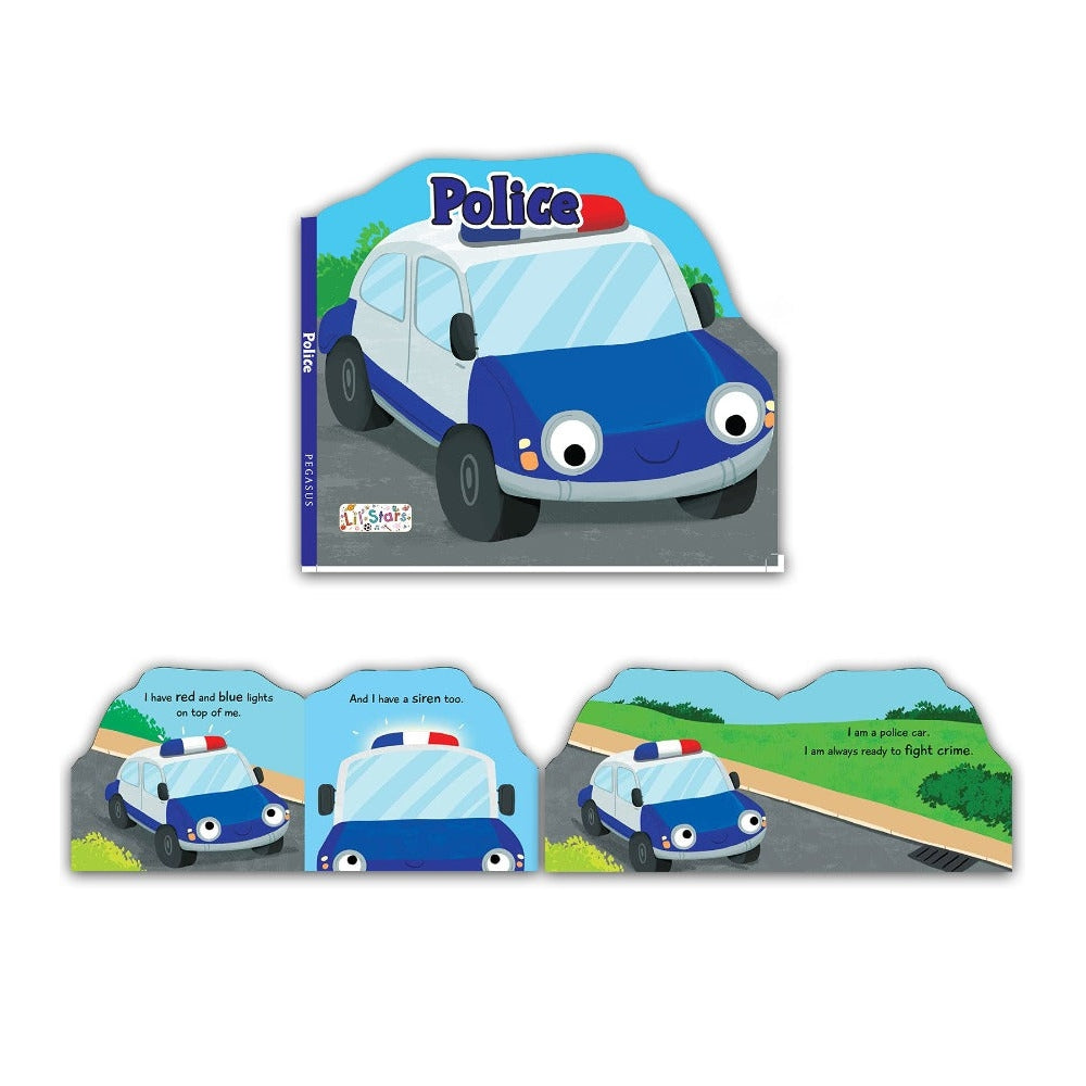 Set of 3 Emergency Transport Vehicles Shaped Board Books (Ambulance, Fire Engine & Police) For Kids