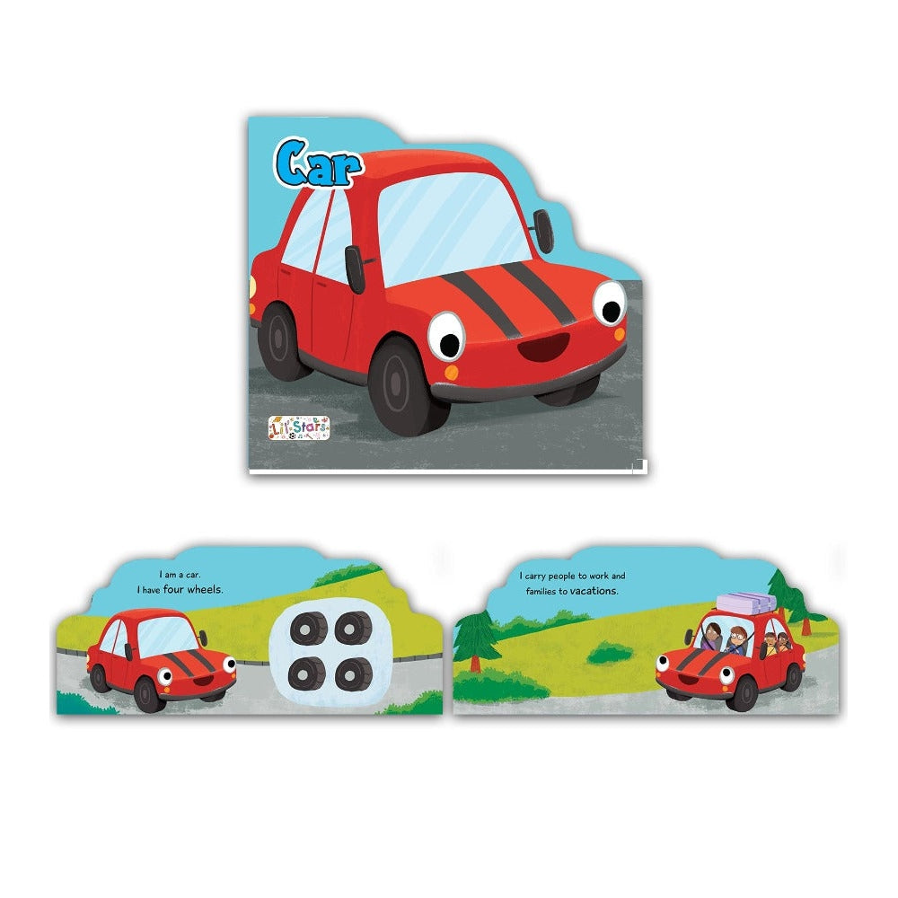 Set of 2 Private Transport Vehicles Shaped Board Books (Car & Truck) For Children