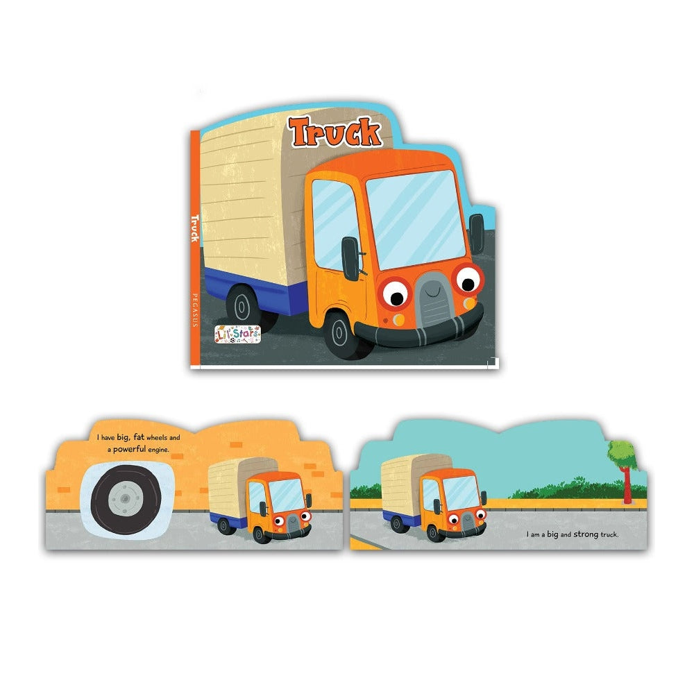 Set of 2 Private Transport Vehicles Shaped Board Books (Car & Truck) For Children