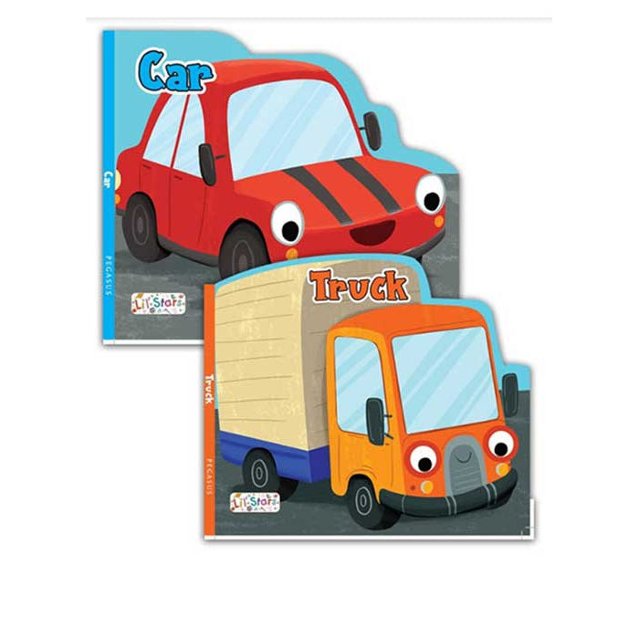 Set of 2 Private Transport Vehicles Shaped Board Books (Car & Truck) For Children