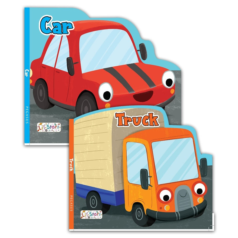 Set of 2 Private Transport Vehicles Shaped Board Books (Car & Truck) For Children