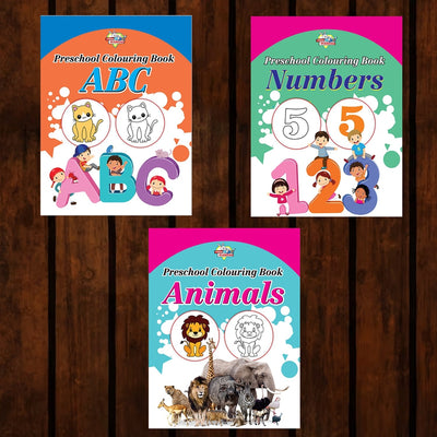 Preschool Copy Colouring Books (Set of 3 Books) - ABC, Numbers and Animals