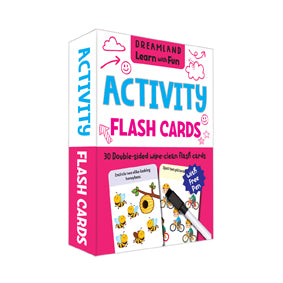 Flash Cards Activity  - 30 Double Sided Wipe Clean Flash Cards for Kids (With Free Pen)