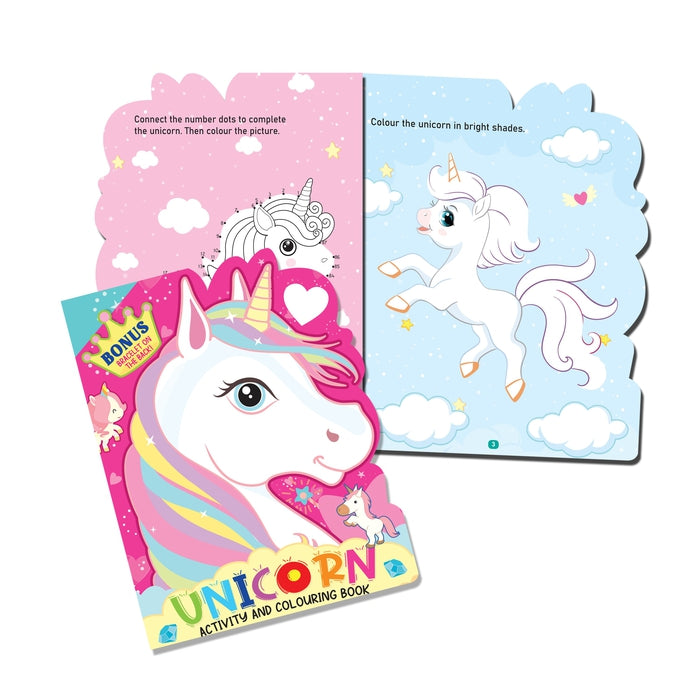 Unicorn Activity and Colouring Book- Die Cut Animal Shaped Book : Children Interactive & Activity  Book