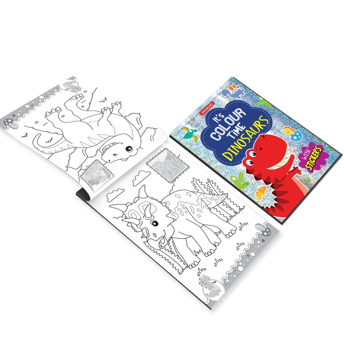 Dinosaurs- It's Colour time with Stickers : Children Drawing, Painting & Colouring Book