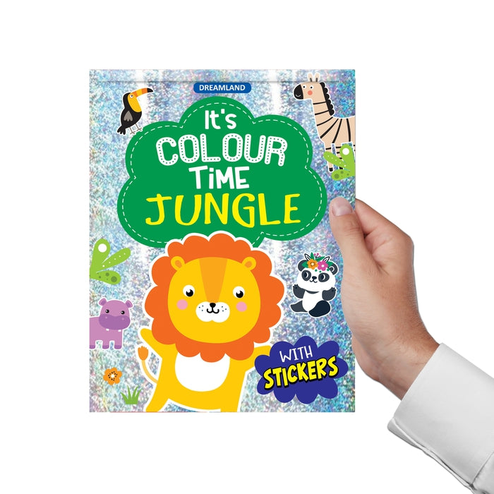 Jungle- It's Colour Time with Stickers : Children Drawing, Painting & Colouring Book