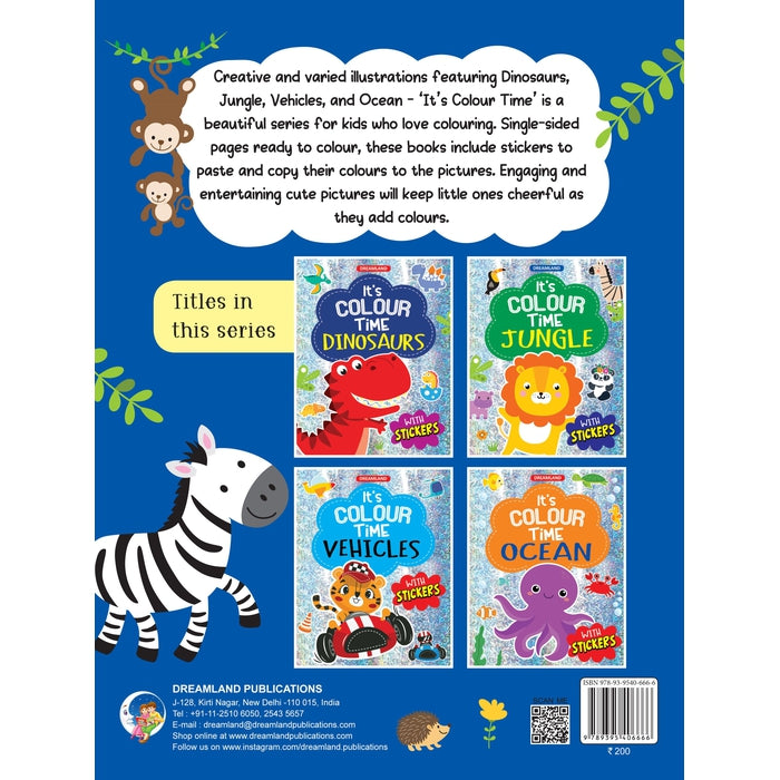 Jungle- It's Colour Time with Stickers : Children Drawing, Painting & Colouring Book