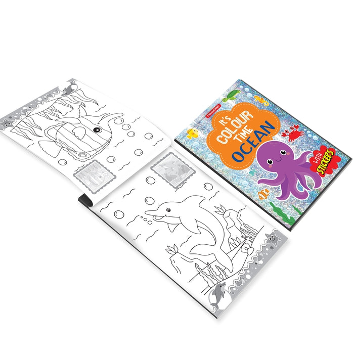 Ocean- It's Colour time with Stickers : Children Drawing, Painting & Colouring Book