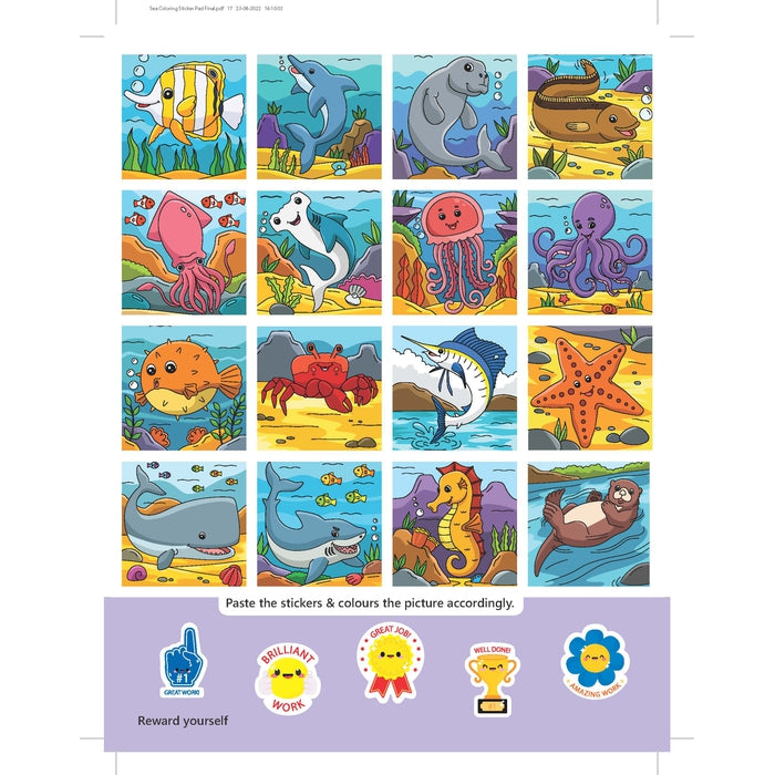 Ocean- It's Colour time with Stickers : Children Drawing, Painting & Colouring Book