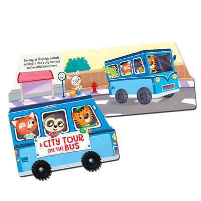 A City Tour on the Bus- A Shaped Board Book with Wheels : Children Picture Board Book