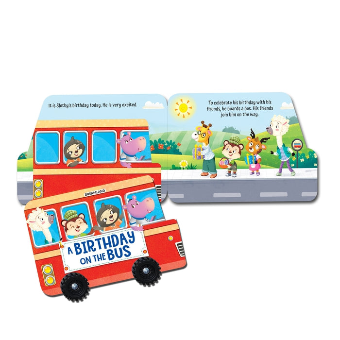 A Birthday on the Bus - A Shaped Board Book with Wheels : Children Picture Board Book