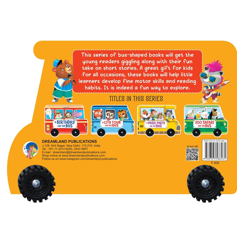 A Music Party on the Bus- A Shaped Board Book with Wheels : Children Picture Board Book