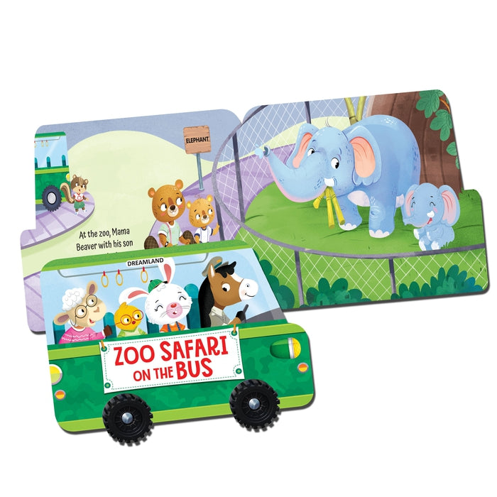 Zoo Safari on the Bus- A Shaped Board Book with Wheels : Children Picture Board Book