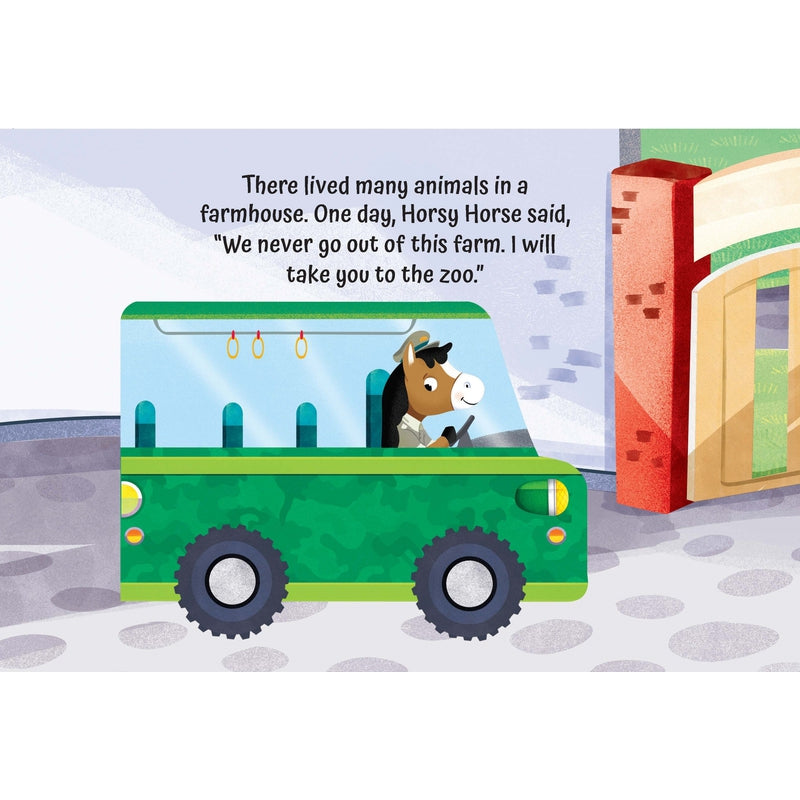 Zoo Safari on the Bus- A Shaped Board Book with Wheels : Children Picture Board Book