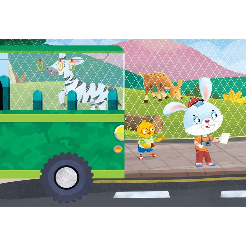 Zoo Safari on the Bus- A Shaped Board Book with Wheels : Children Picture Board Book