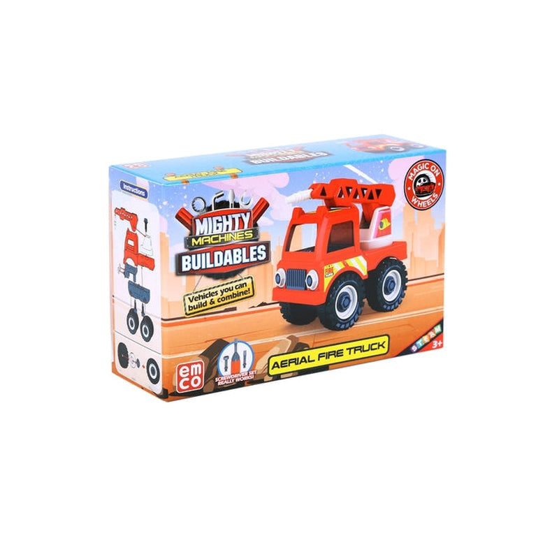Mighty Machines Buildables -Aerial Fire Truck| Build & Combine Vehicle | Easy To Build Pull Back & Friction Vehicle